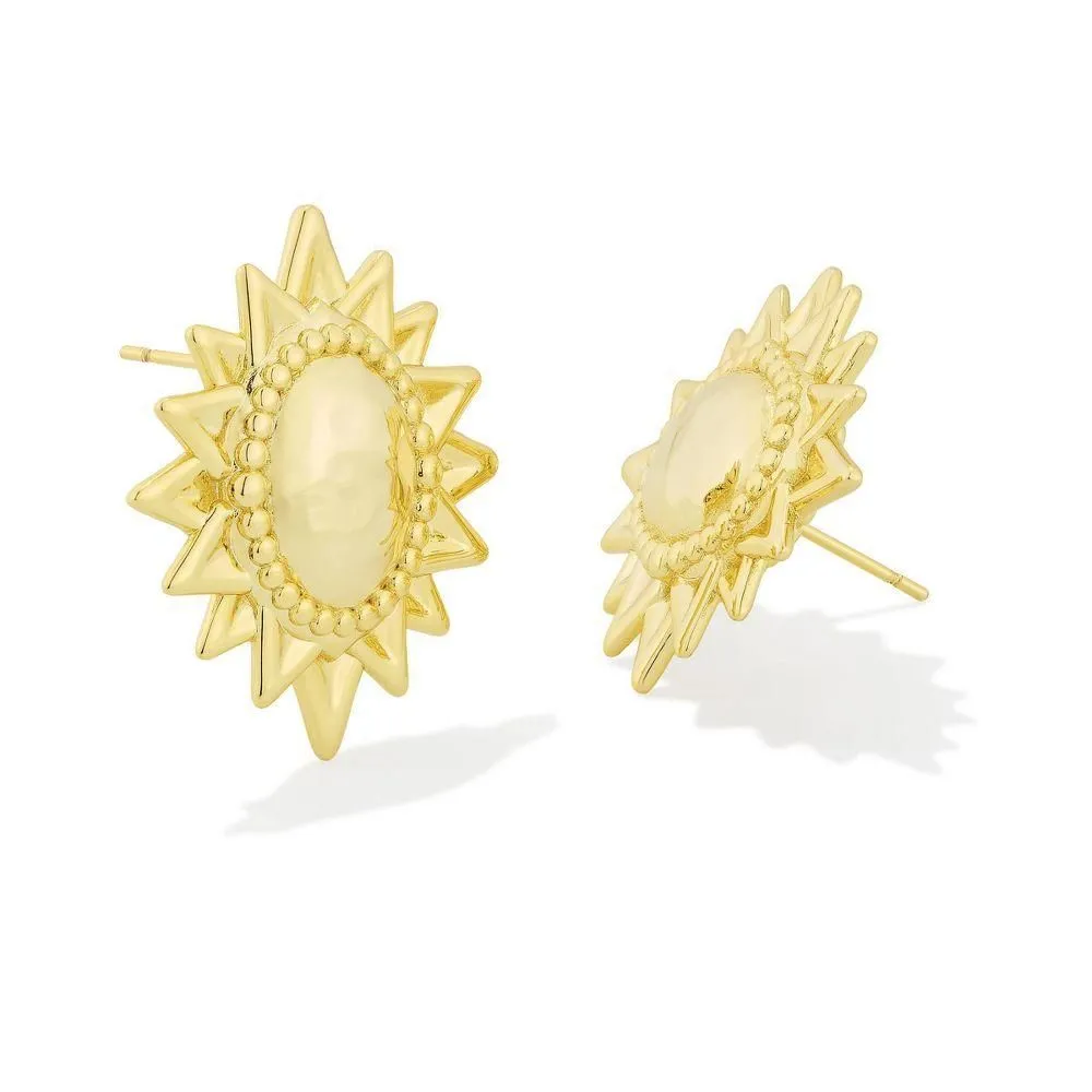 New - Kendra Scott Solana Statement Stud Earrings Gold 14K - Gold/Brass One Size