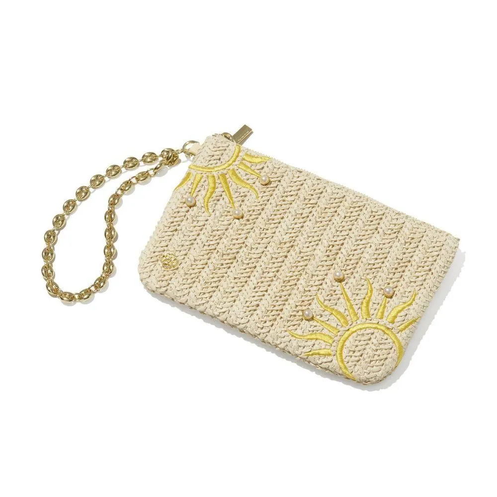 New - Kendra Scott Solana Pouch - Yellow/Natural One Size