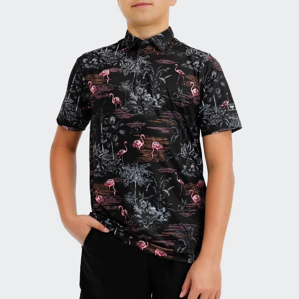 New without Tags - Waggle Boy's Flamingrove Polo Shirt - Black XL
