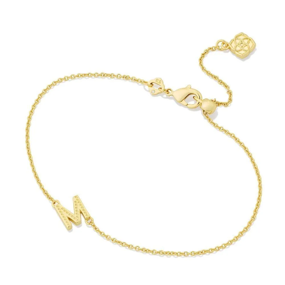 New - Size: 6.5 Inches - Kendra Scott Mini Initial "M" Delicate Chain Bracelet - Gold