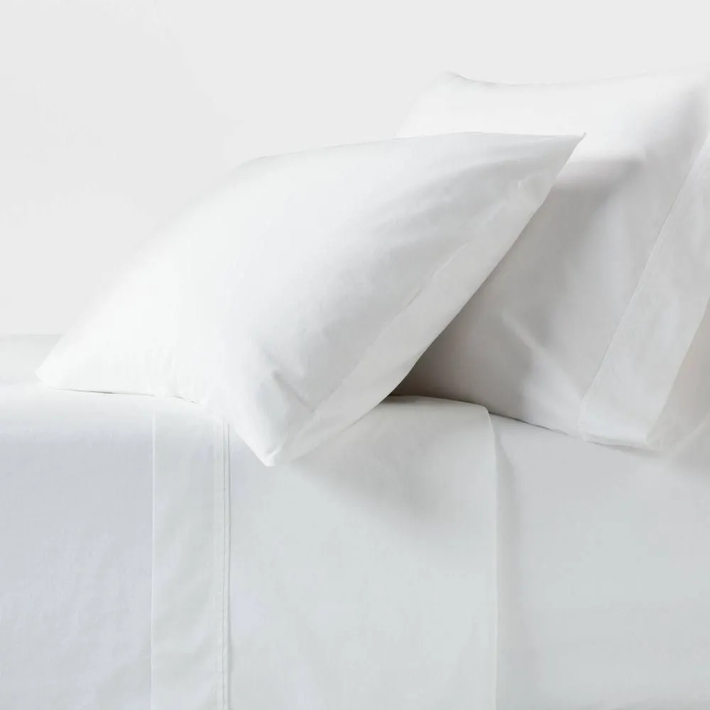 New without box - Queen 250 Thread Count Organic Percale Sheet Set True White - Threshold: