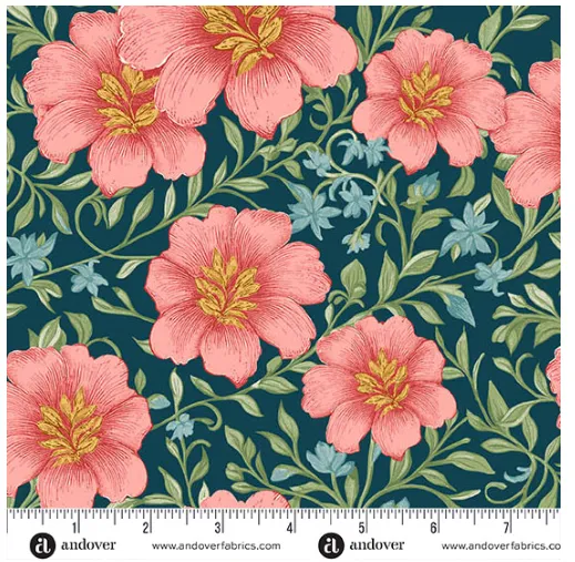 Sparrow Falls Luscious Garden Deep Prussian A-10387-B Michael Nardi Andover Half Yard