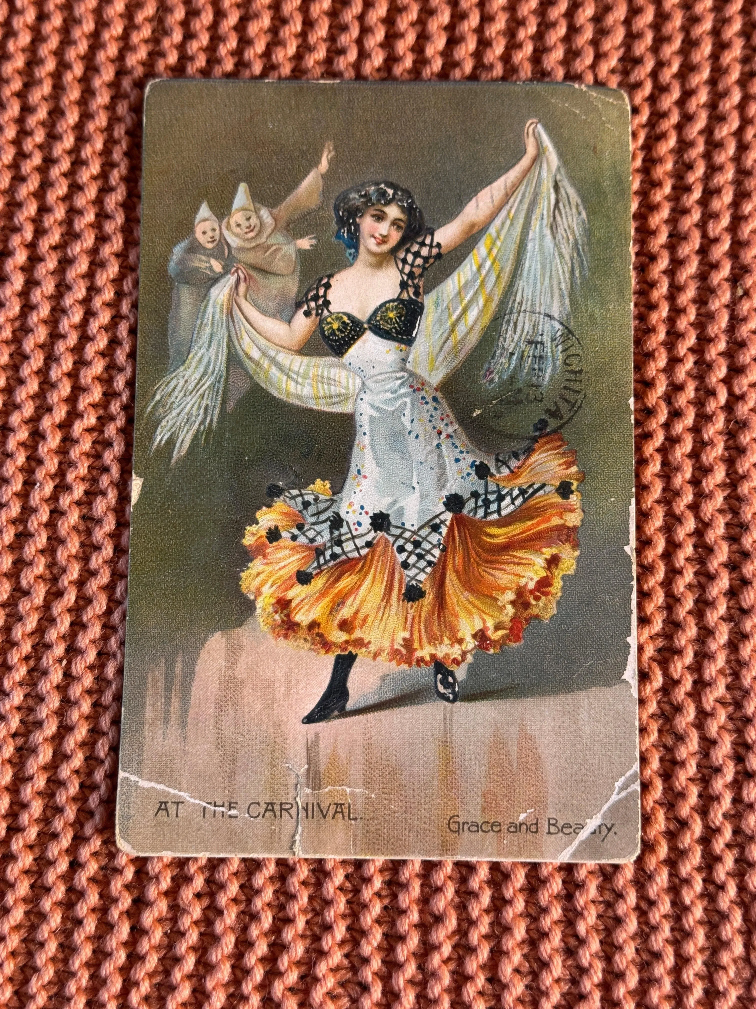 [0000] BANGER I Hardly Know Her 1908 Raphael Tuck At the Carnival Grace and Beauty Embossed Postcard