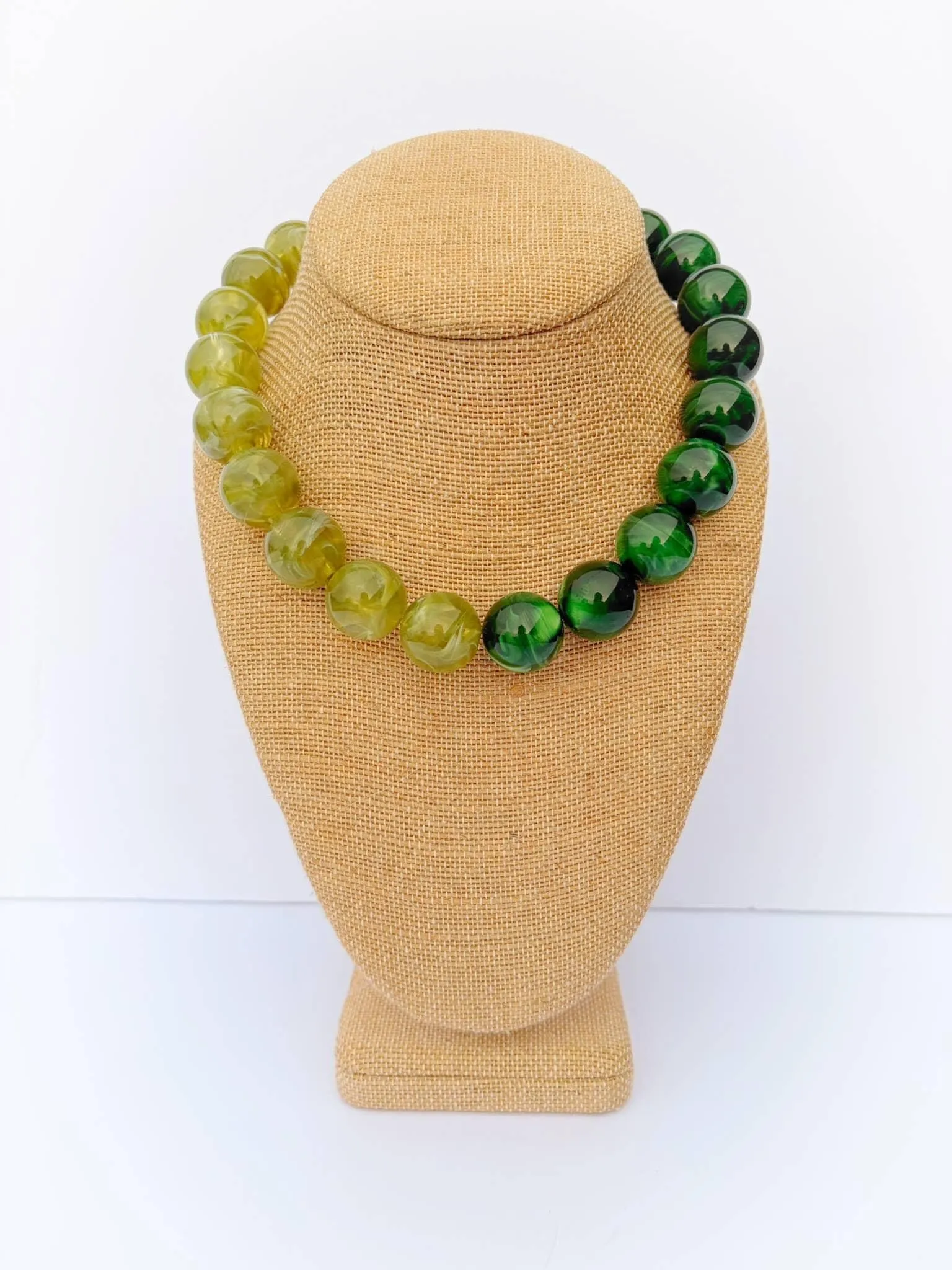 Two-Tone Green Bauble Necklace