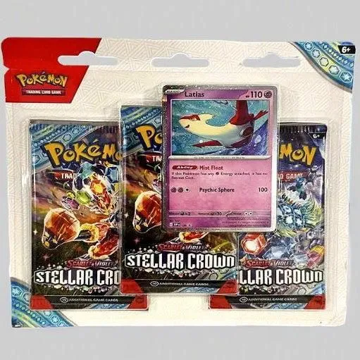 Stellar Crown 3-Pack Blister – Latias Cosmo Holo Promo – Factory Sealed