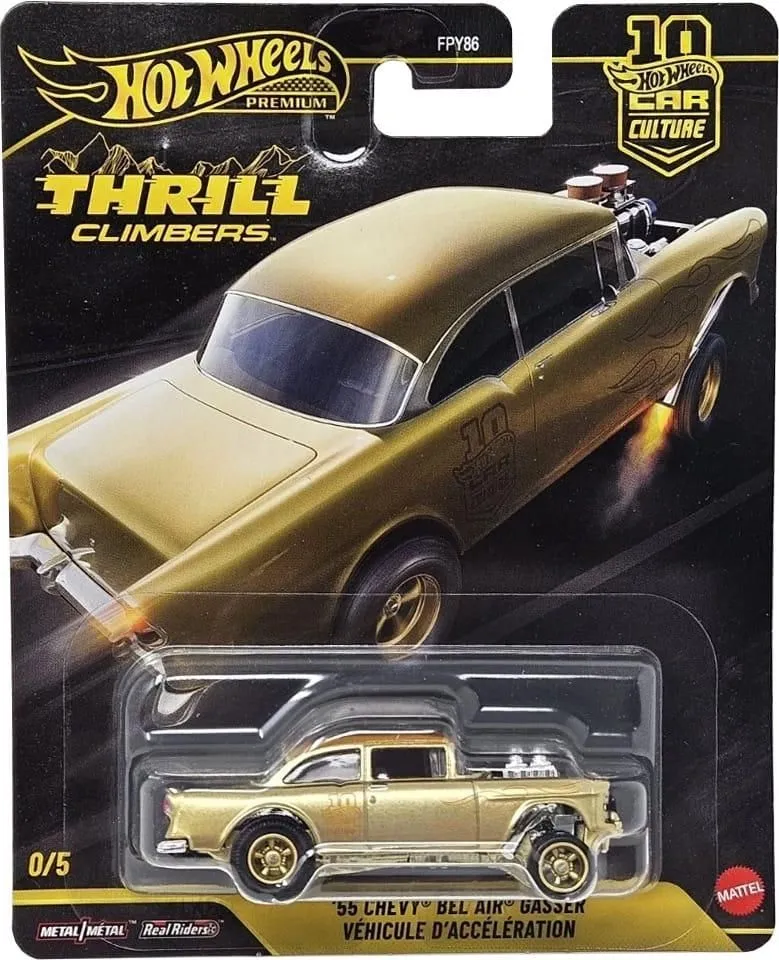 Hot Wheels Car Culture Thrill Climbers, 1955 Chevy Bel-Air Gasser Chase Diecast Model Car
