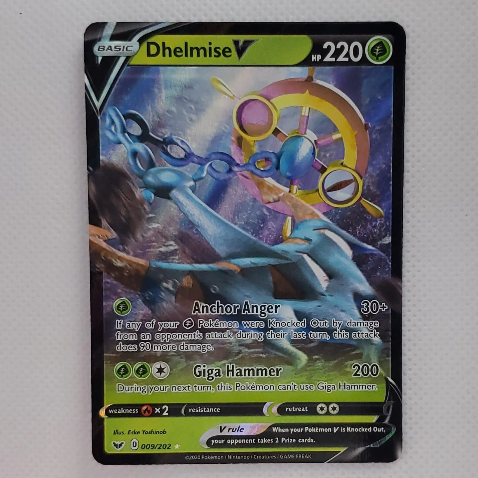 Dhelmise V – English – Ultra Rare Holo – 009/202 – Sword & Shield Base Set – Near Mint