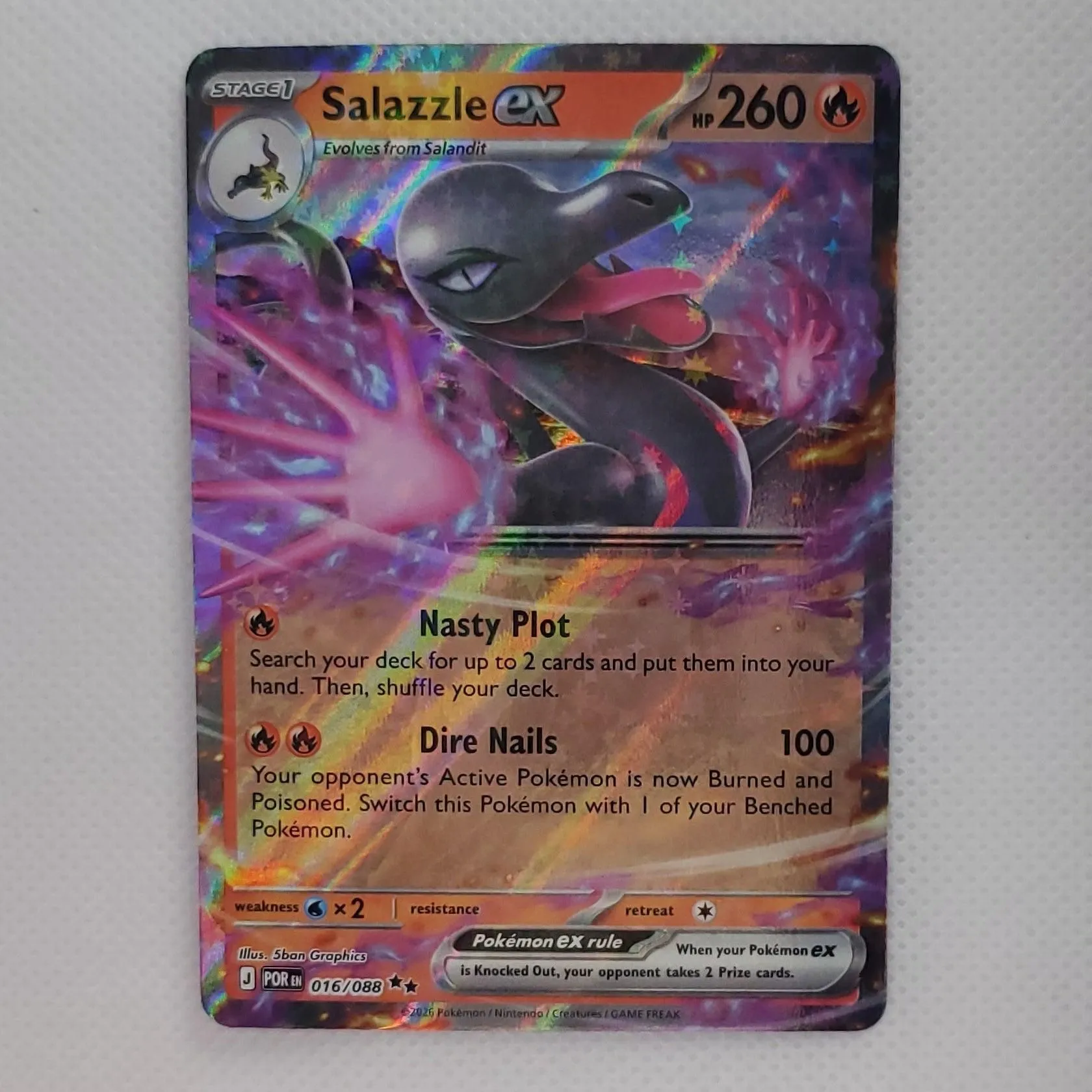 Salazzle ex – English – Double Rare Holo – 016/088 – Perfect Order – Near Mint