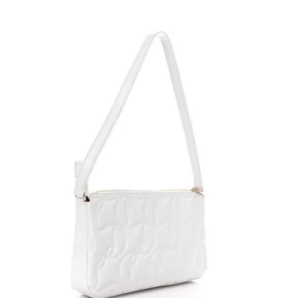 Chic White Christian Louboutin Embossed Shoulder Bag