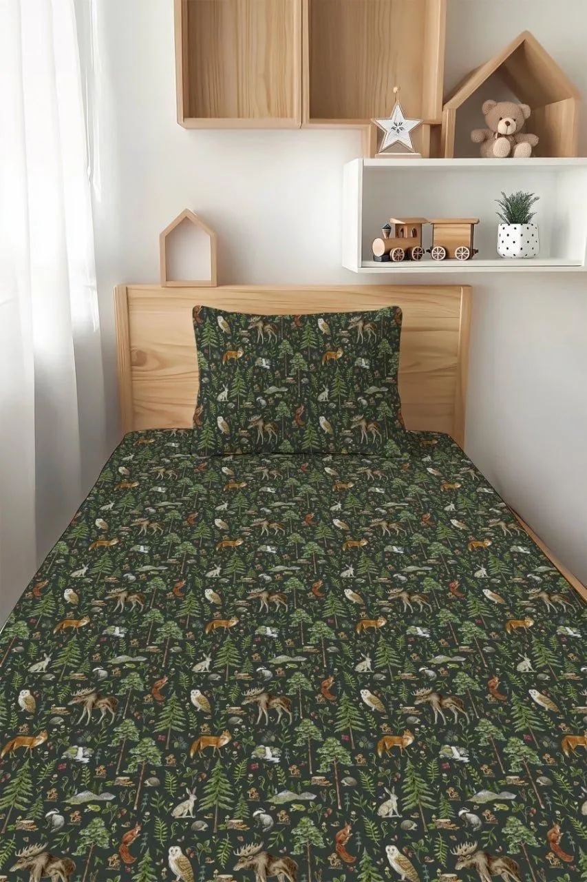 Wood You Be My Friend Twin Fitted Sheet and Pillowcase Set
