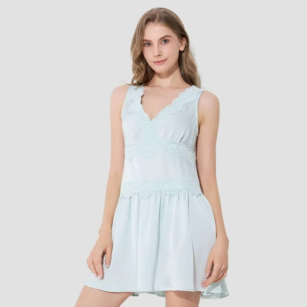 New without Tags - Women's Lace Mini Slip Dress - Wild Fable Blue XL