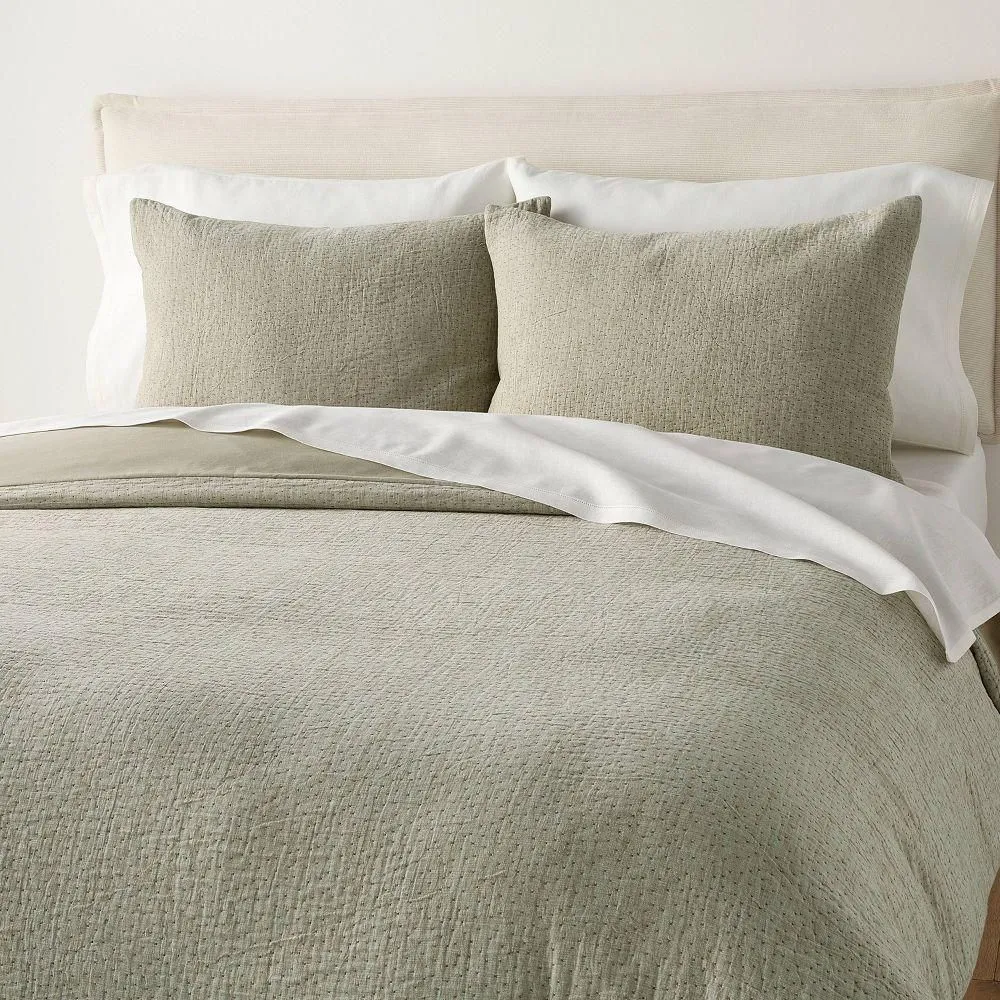 New without box - Full/Queen Gauze Stitch Pin Dot Duvet Cover Green - Hearth & Hand