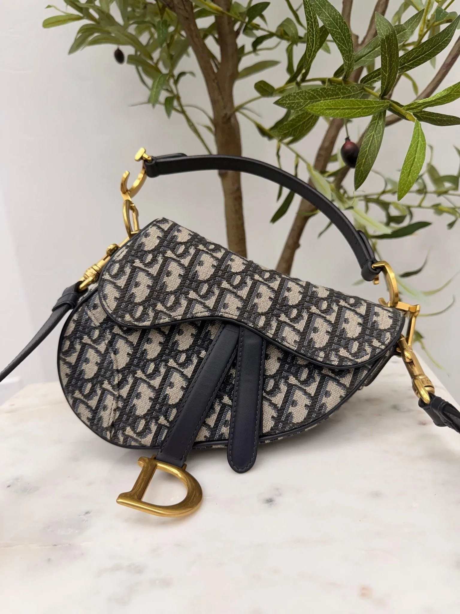 Christian Dior Oblique Jacquard Mini Saddle Bag