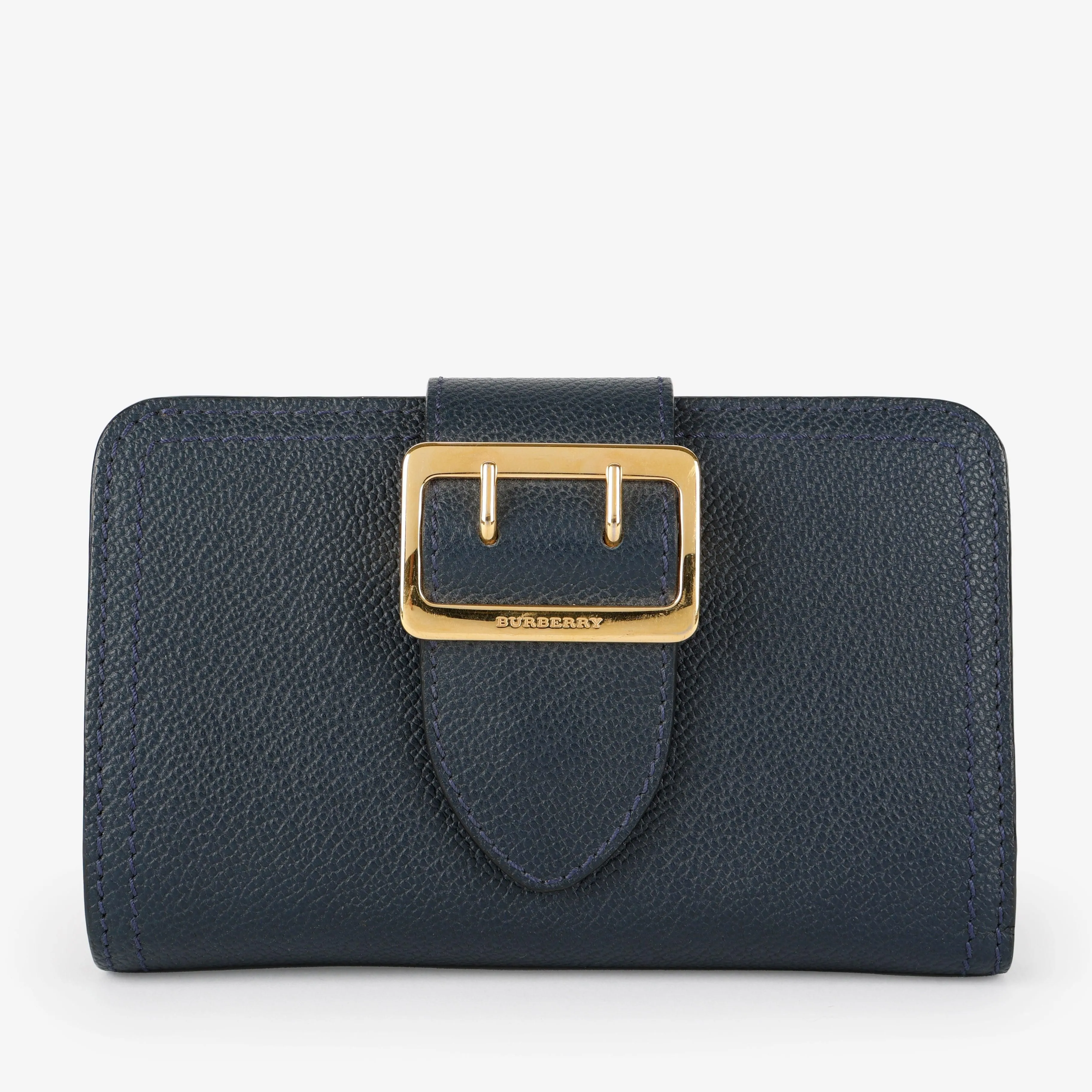 Buckle Medley Wallet, Navy Calfskin