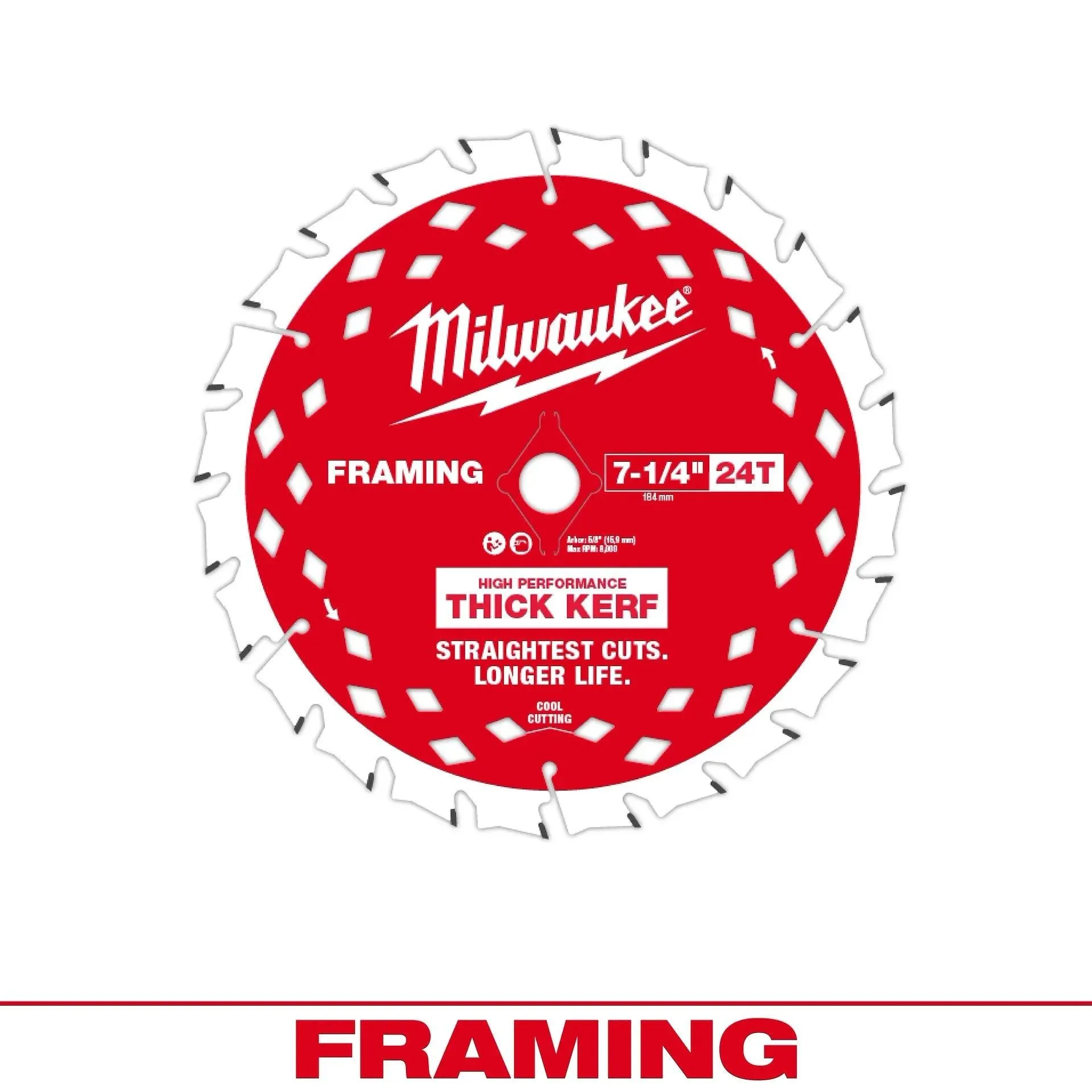 Milwaukee 48-40-0740 7-1/4" 24T Thick Kerf Framing Circular Saw Blade