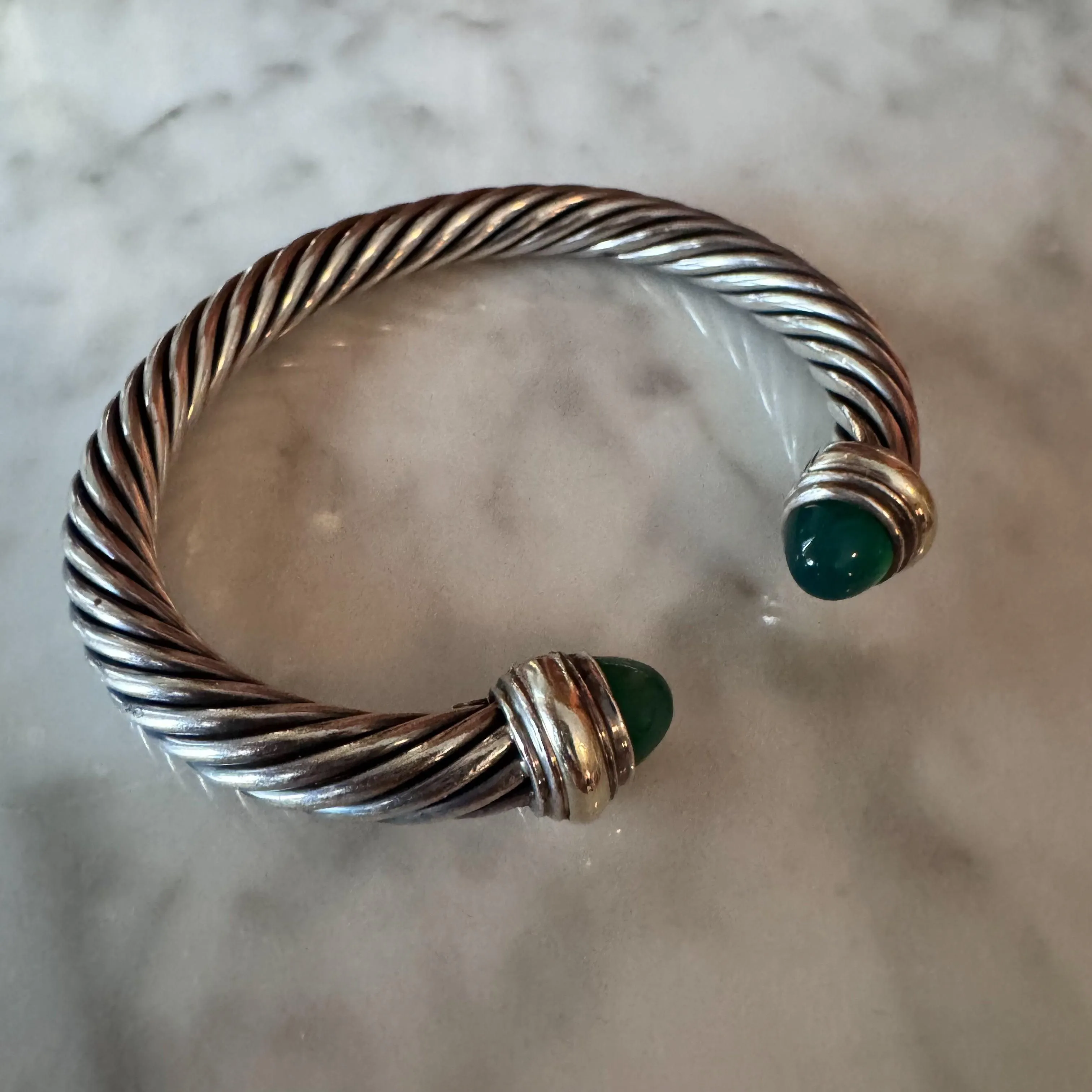 David Yurman Green Onyx Cable Bracelet 7mm