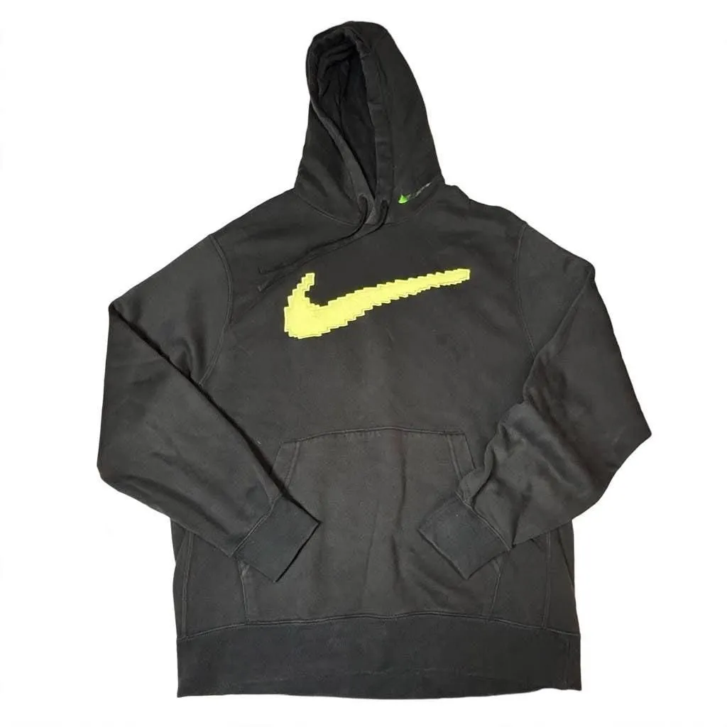 Nike Have A Good Game Hoodie - Size L - Black Pixel Volt Swoosh - Dri-FIT - Y2K Gaming
