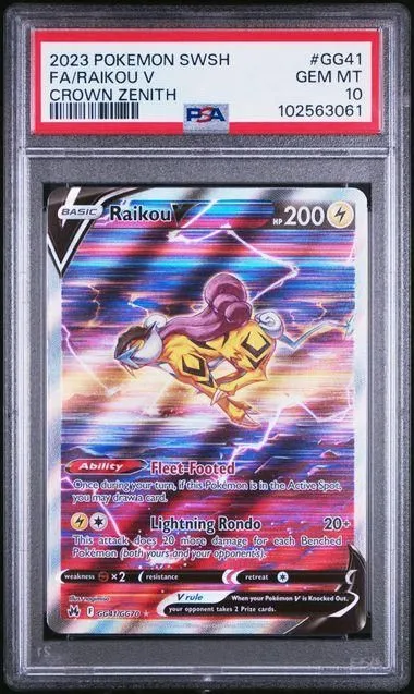 Raikou V GG41/GG70 F/A GEM MINT PSA 10 - Pokemon SW&SH Crown Zenith