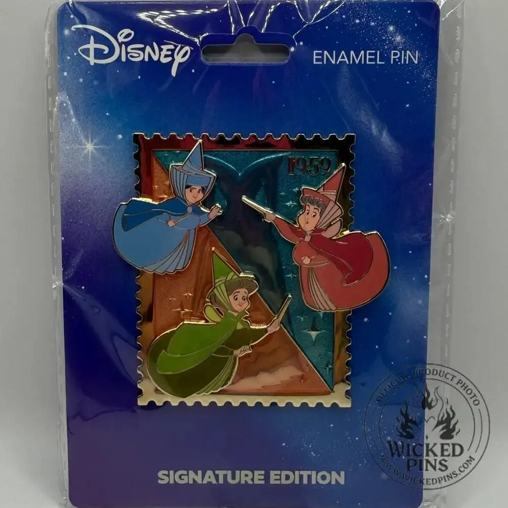 Disney PALM Royal Stamp Pin Flora Fauna Merryweather Fairies