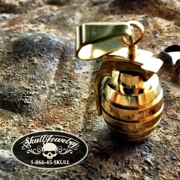 Gold Grenade Pendant (#p062)