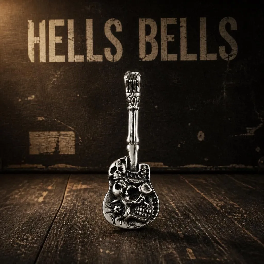 HELLS BELLS — Skull Guitar Pendant (#P825)