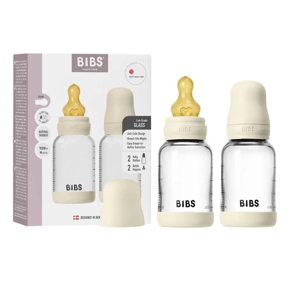 New without Tags - Size: 4 fl oz - Bibs Glass Baby Bottle Set with Latex Nipple - 4 fl oz/2pk