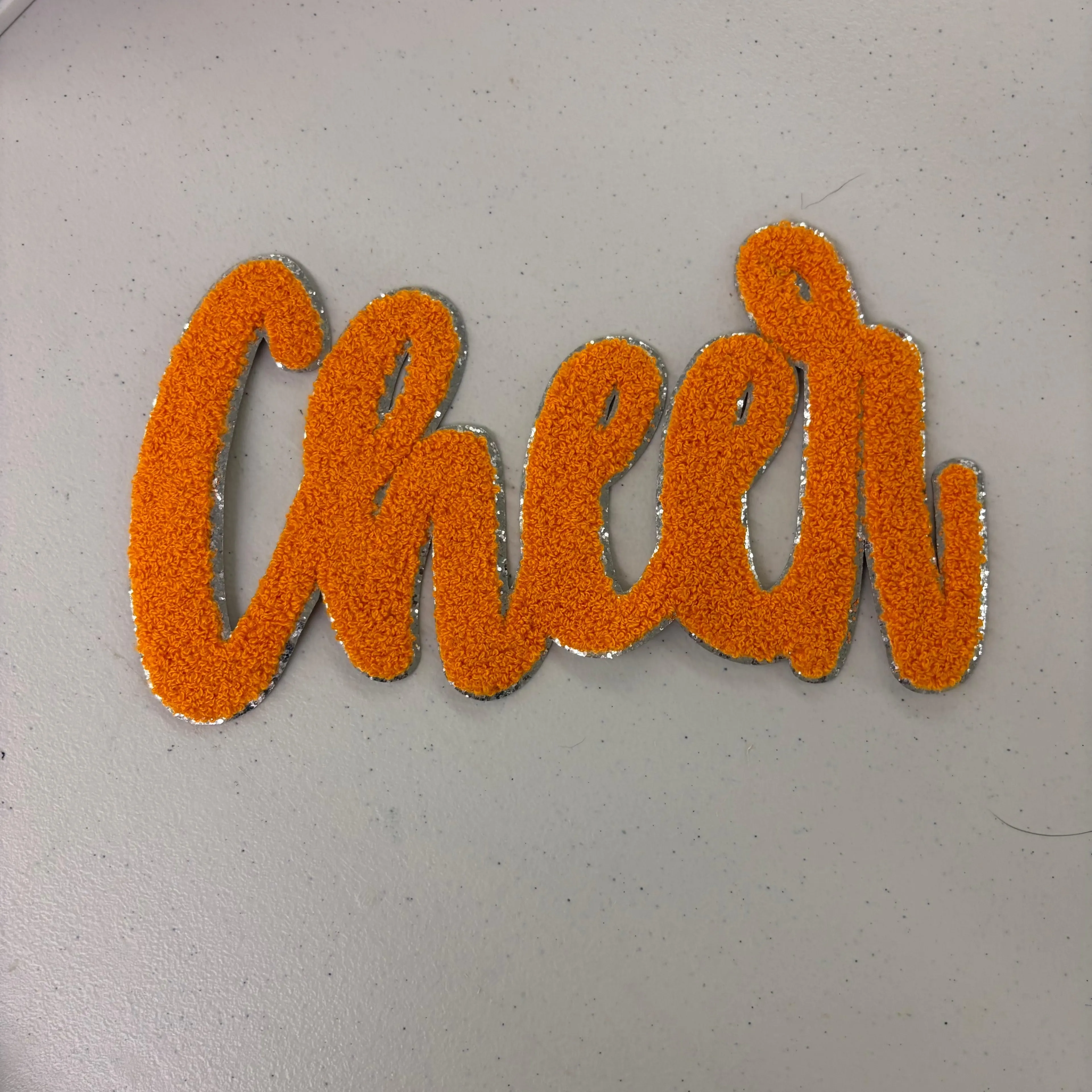 Cursive Cheer Orange Chenille Patch