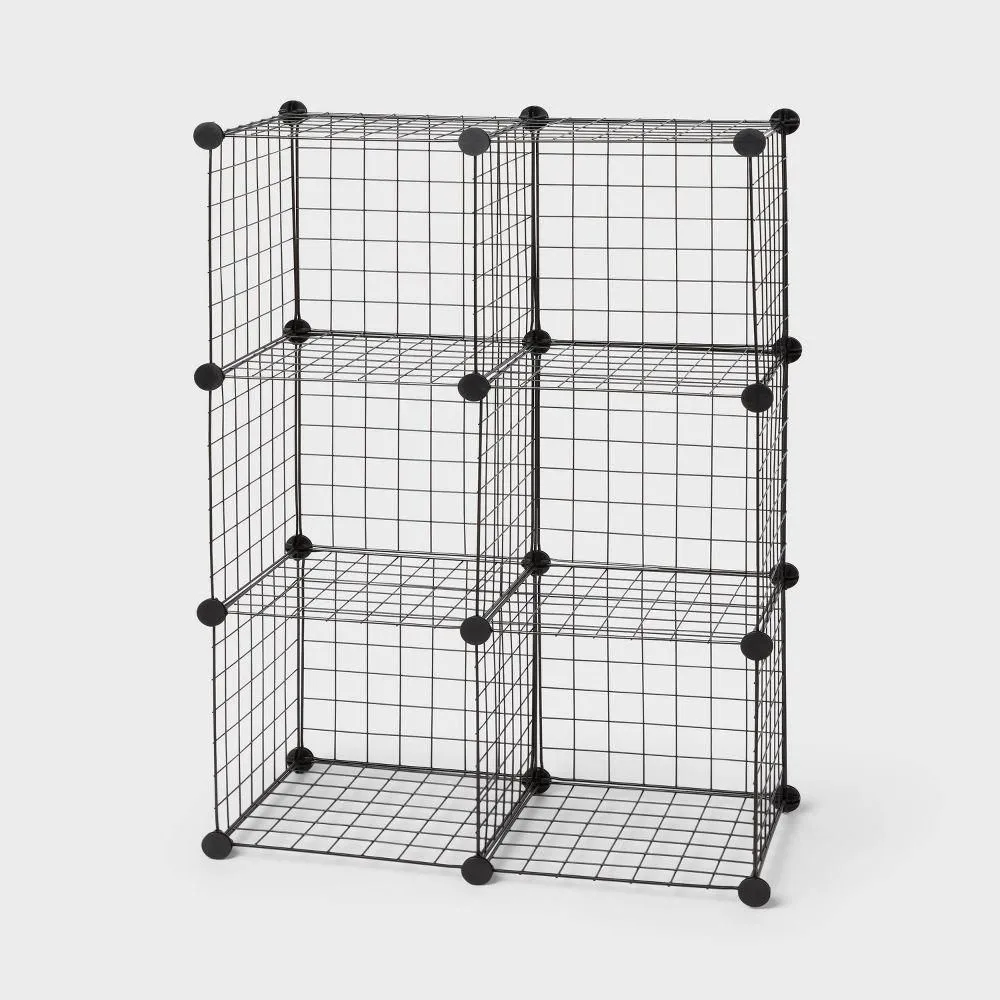 New without box - 11" 6 Cube Metal Grid Storage Black - Brightroom