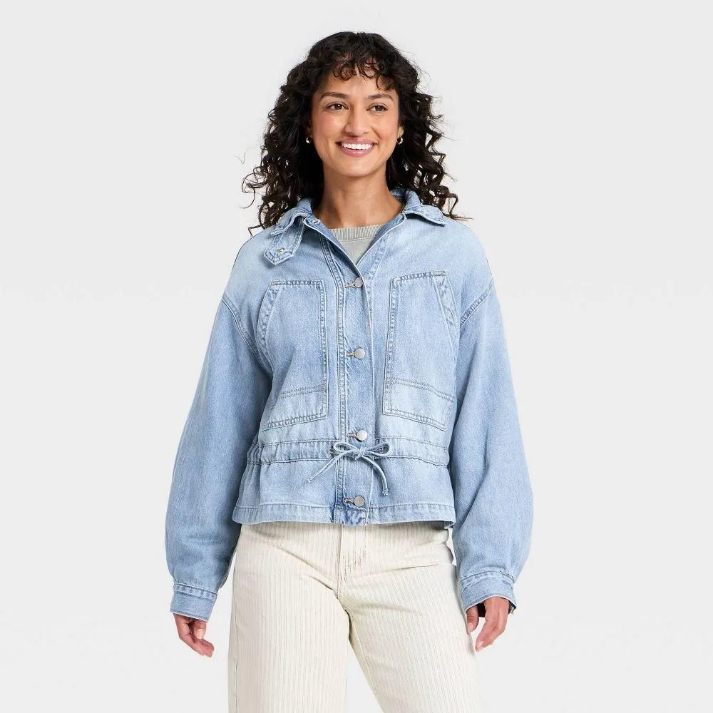 New without Tags - Women's Cinched Denim Jacket - Universal Thread Light Wash S