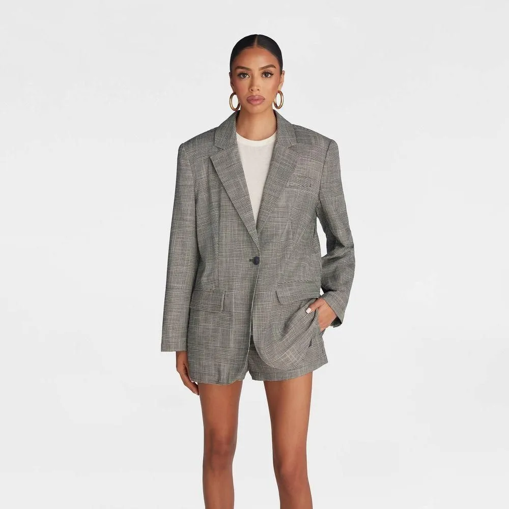 New without Tags - KBB by KAHLANA Women's 'The Deconstructed Blazer' - Gray Plaid XL