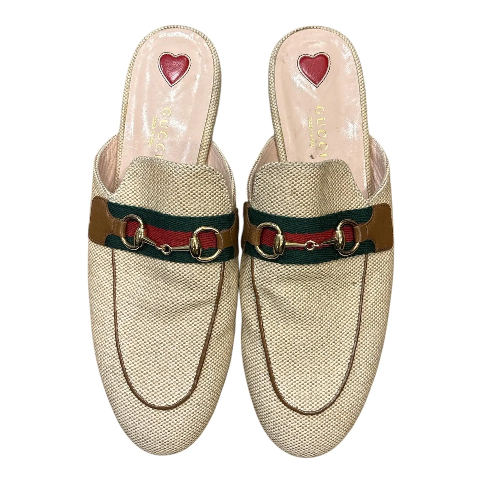 Gucci Princetown Horsebit Canvas Mules