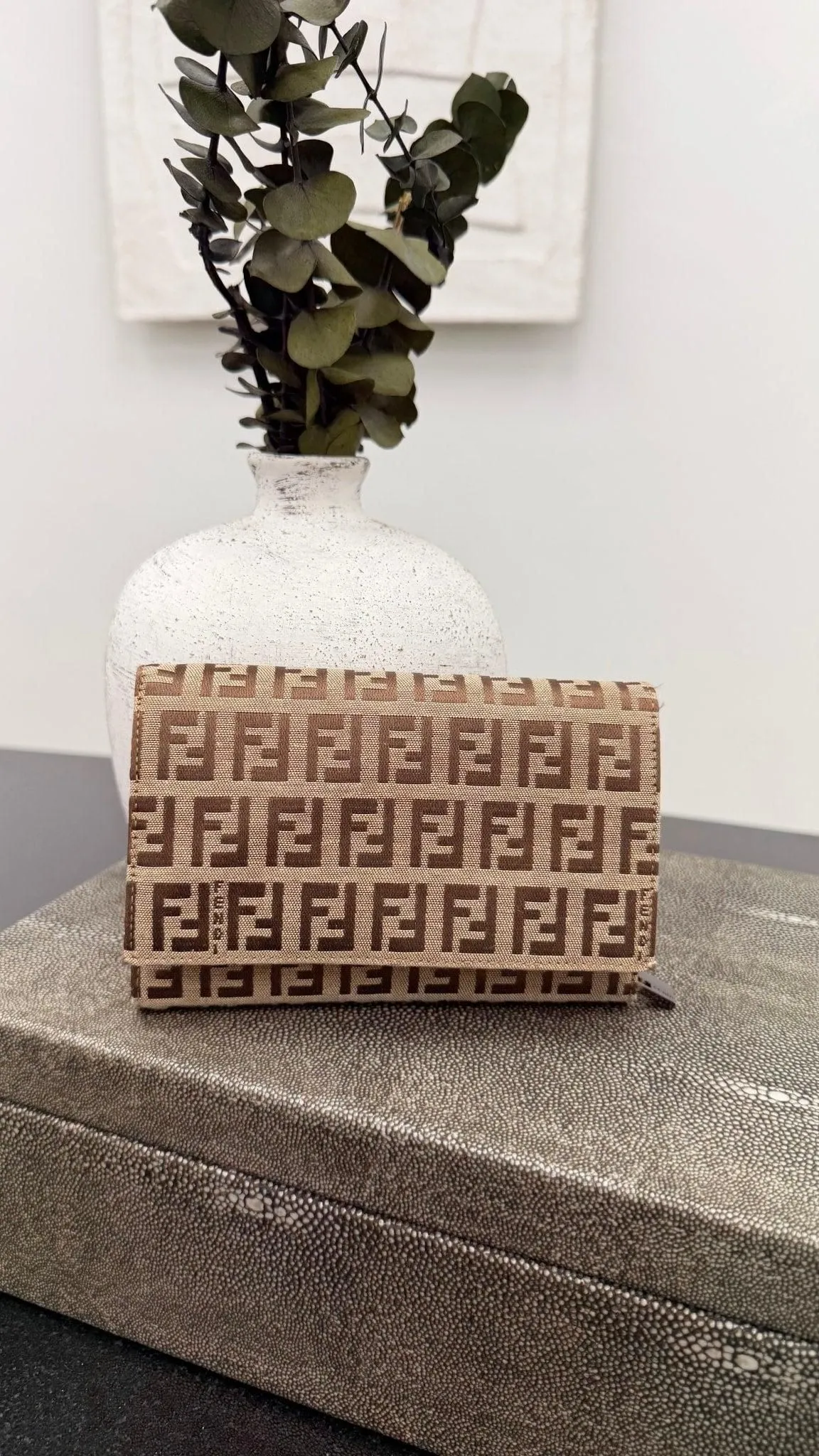 Fendi Beige Canvas Zucca FF Wallet