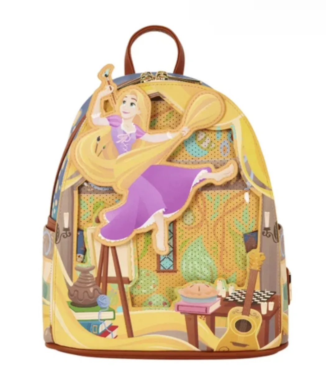 Loungefly Disney Tangled Rapunzel Glow Pin Trader Mini Backpack