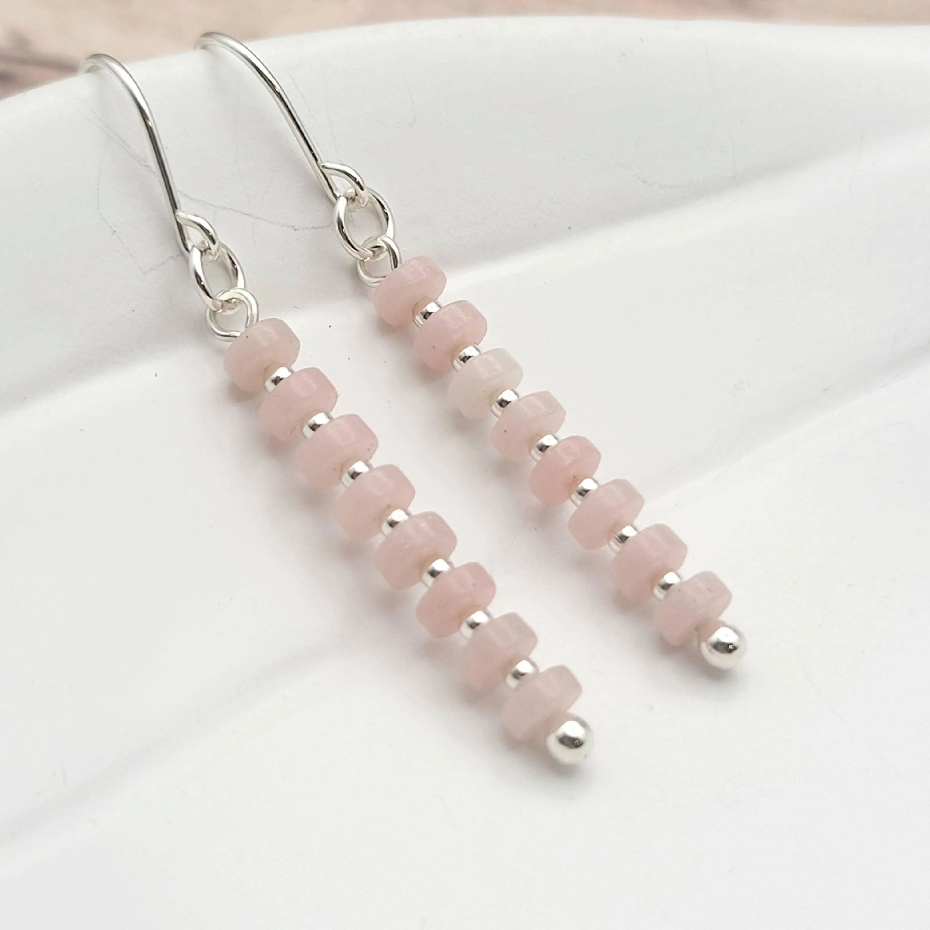 Pink Opal & Sterling Silver Dangle Earring