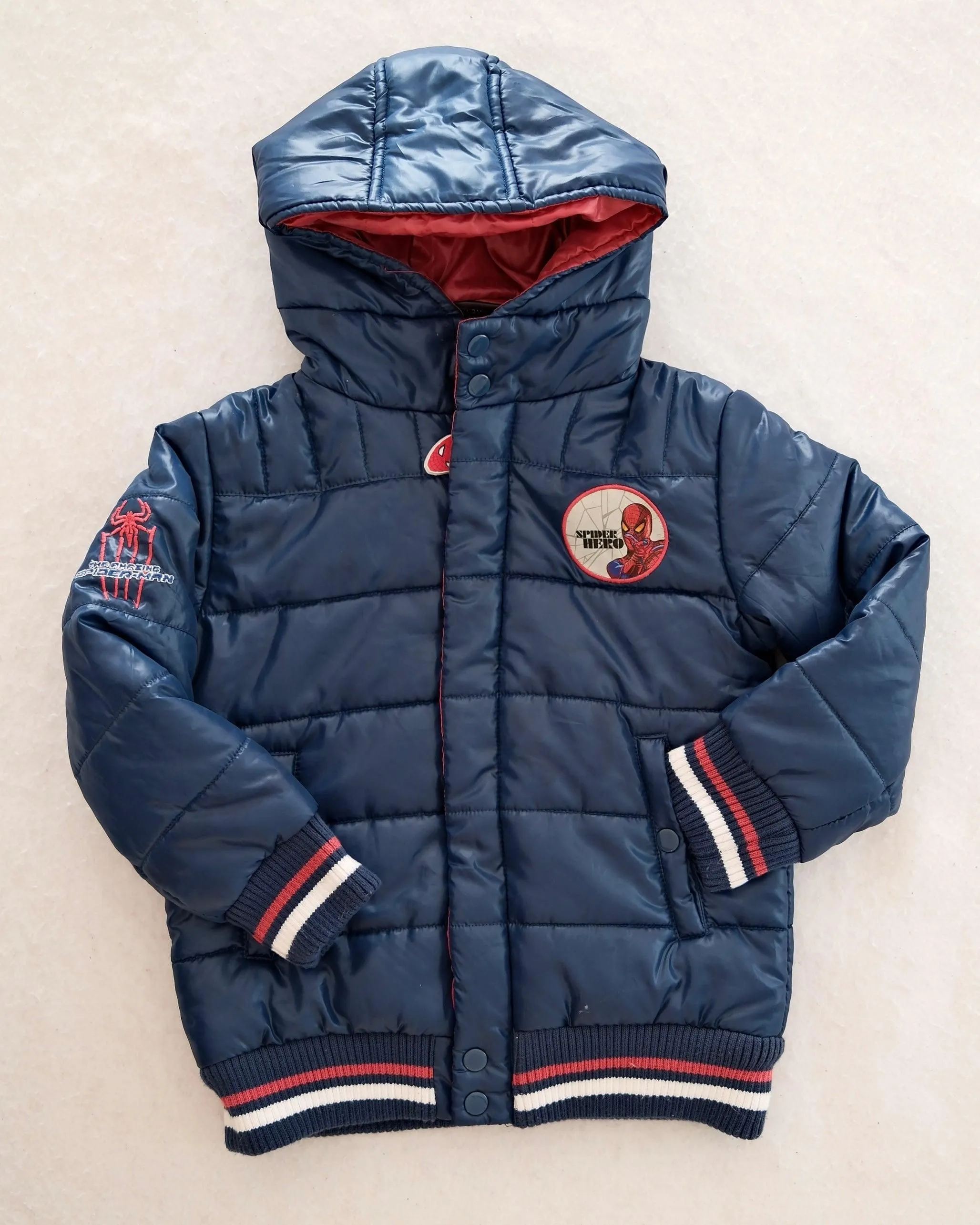 Y2K Amazing Spider-Man Hooded Puffer Jacket: 6y