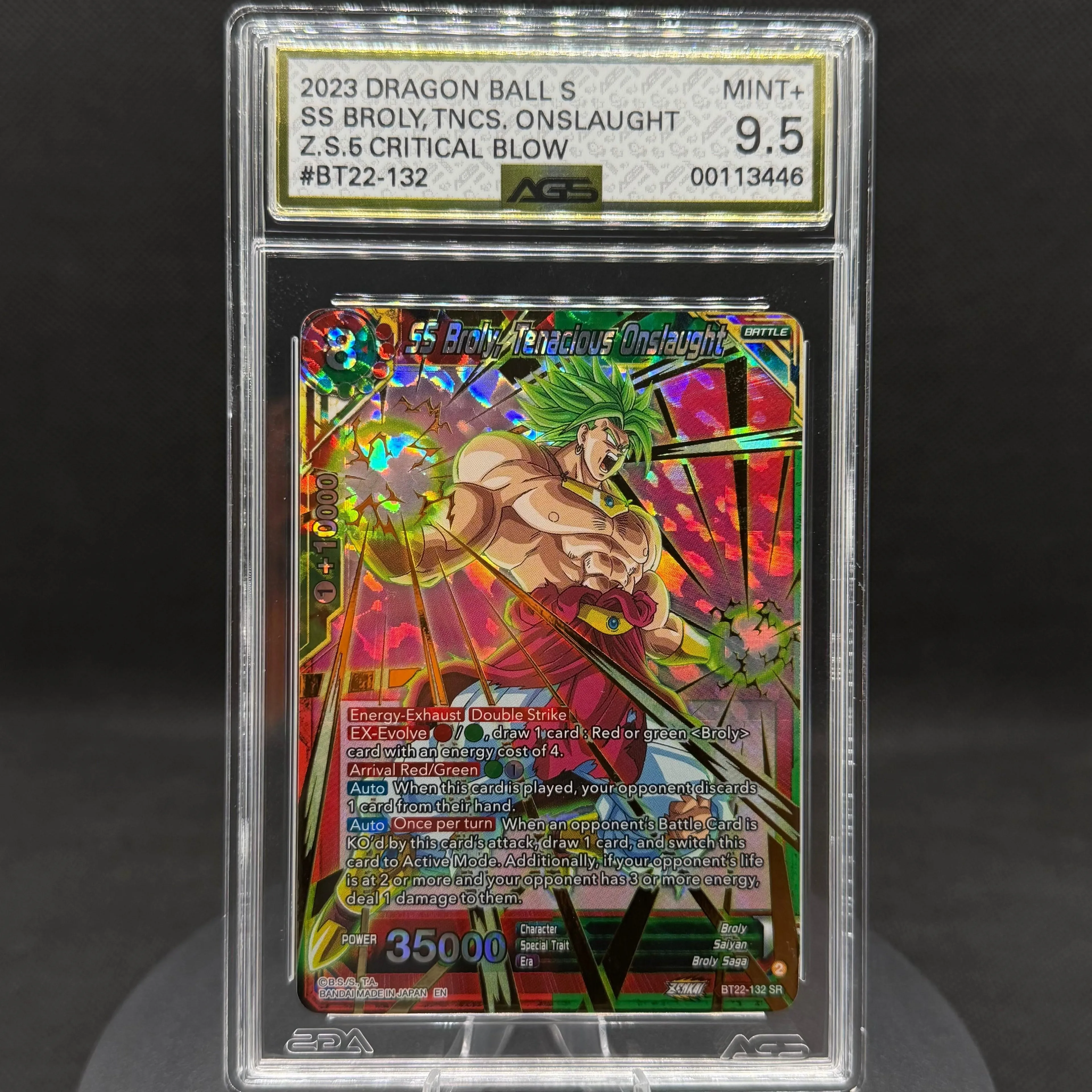 Dragon Ball Super SS Broly, Tenacious Onslaught BT22-132 SR AGS 9.5