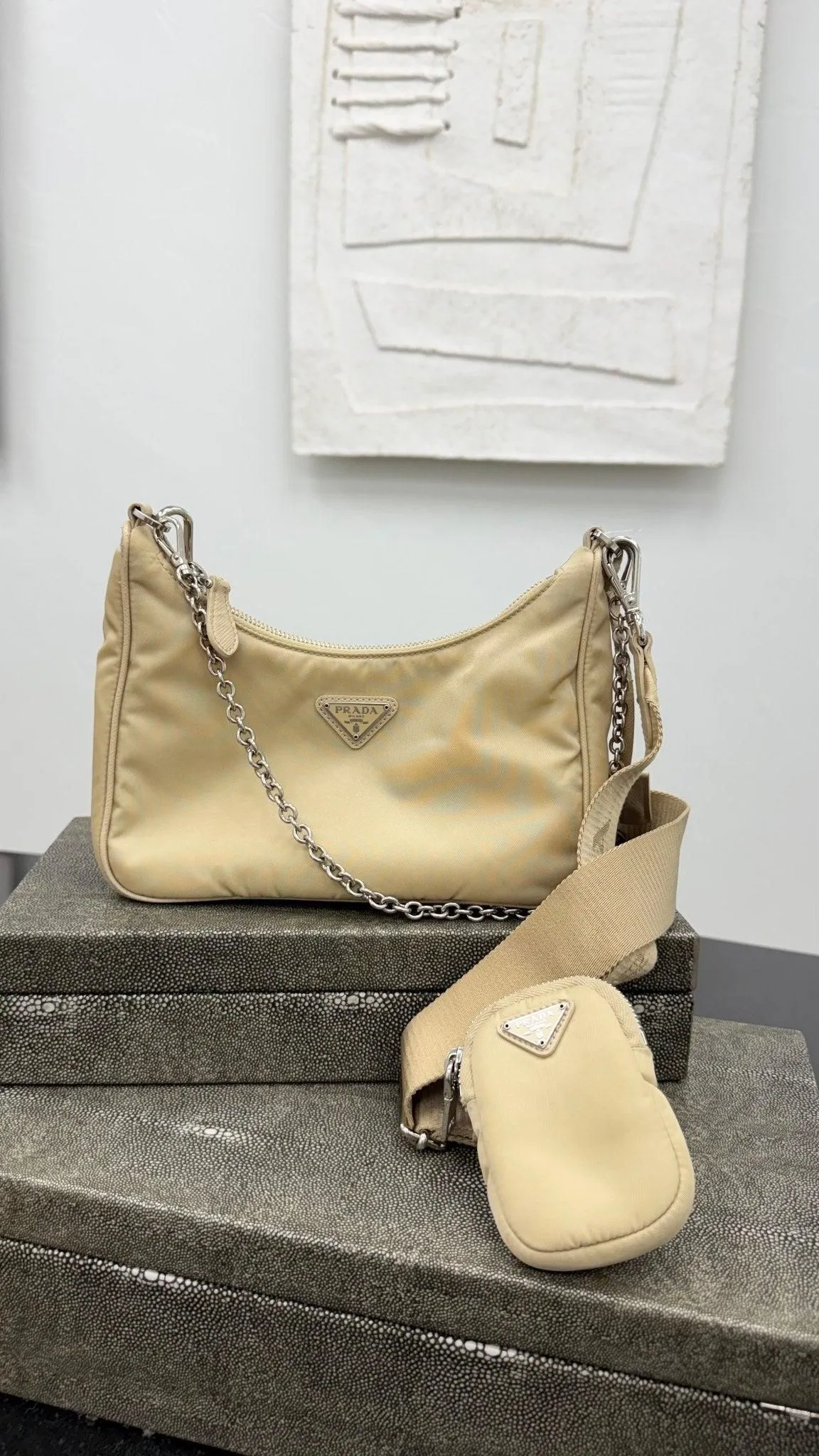 Prada Beige Nylon Re Edition Crossbody Bag