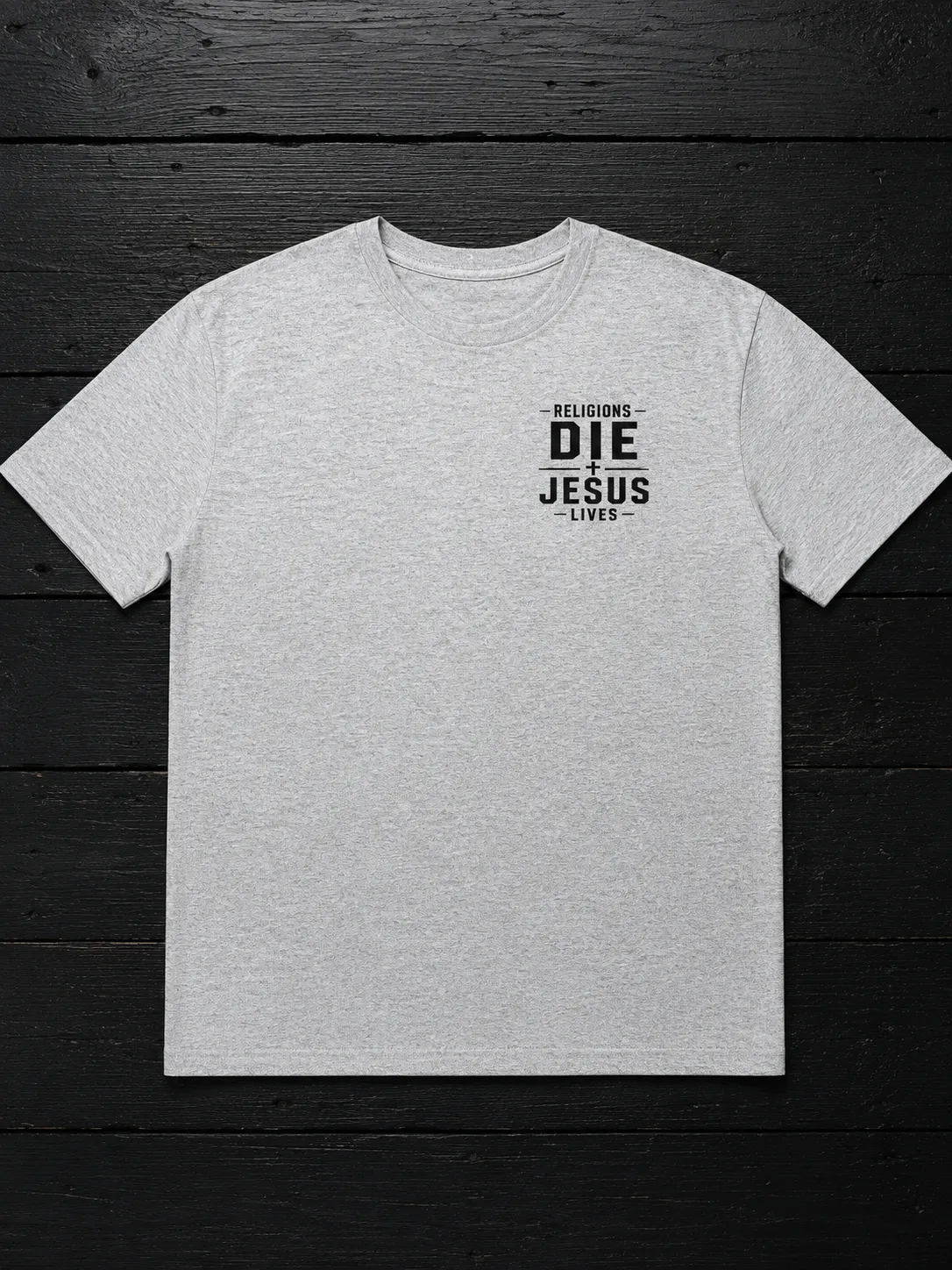 Religions Die, Jesus Lives Men’s T-Shirt | Heather Gray