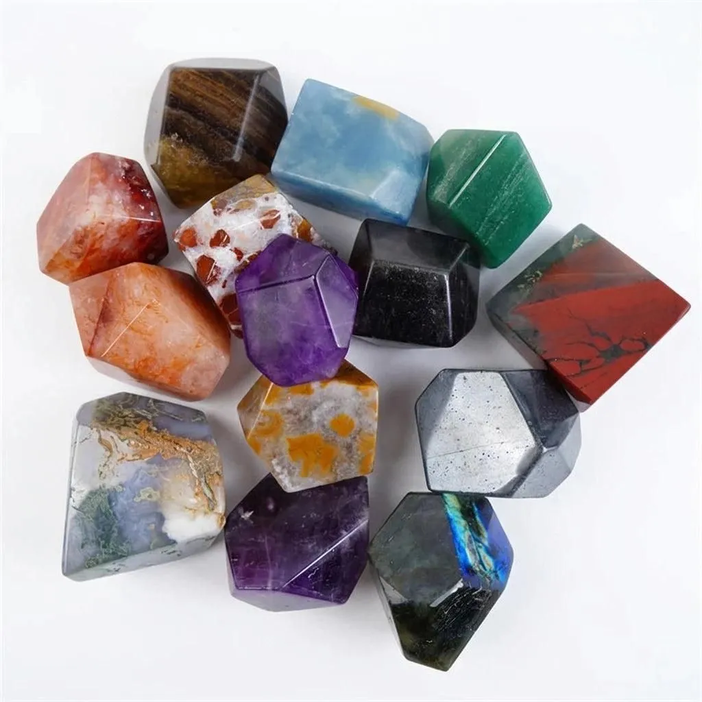 Amethyst & Blue Onyx Free-Form Palm Stone — Natural Polished Wish Stone