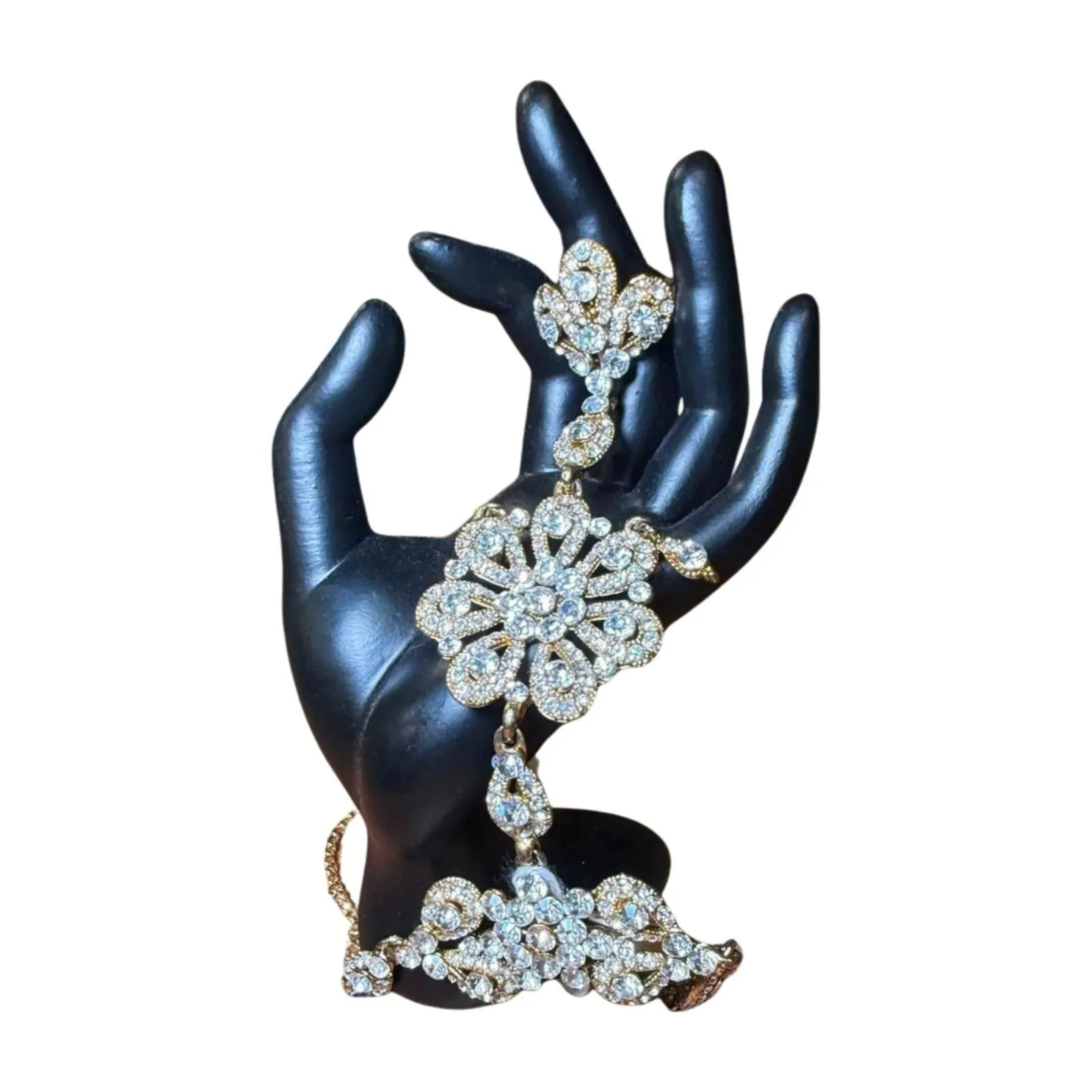 Nazila Couture Kyles (Unsigned) Crystal Hand Chain Bracelet & Ring