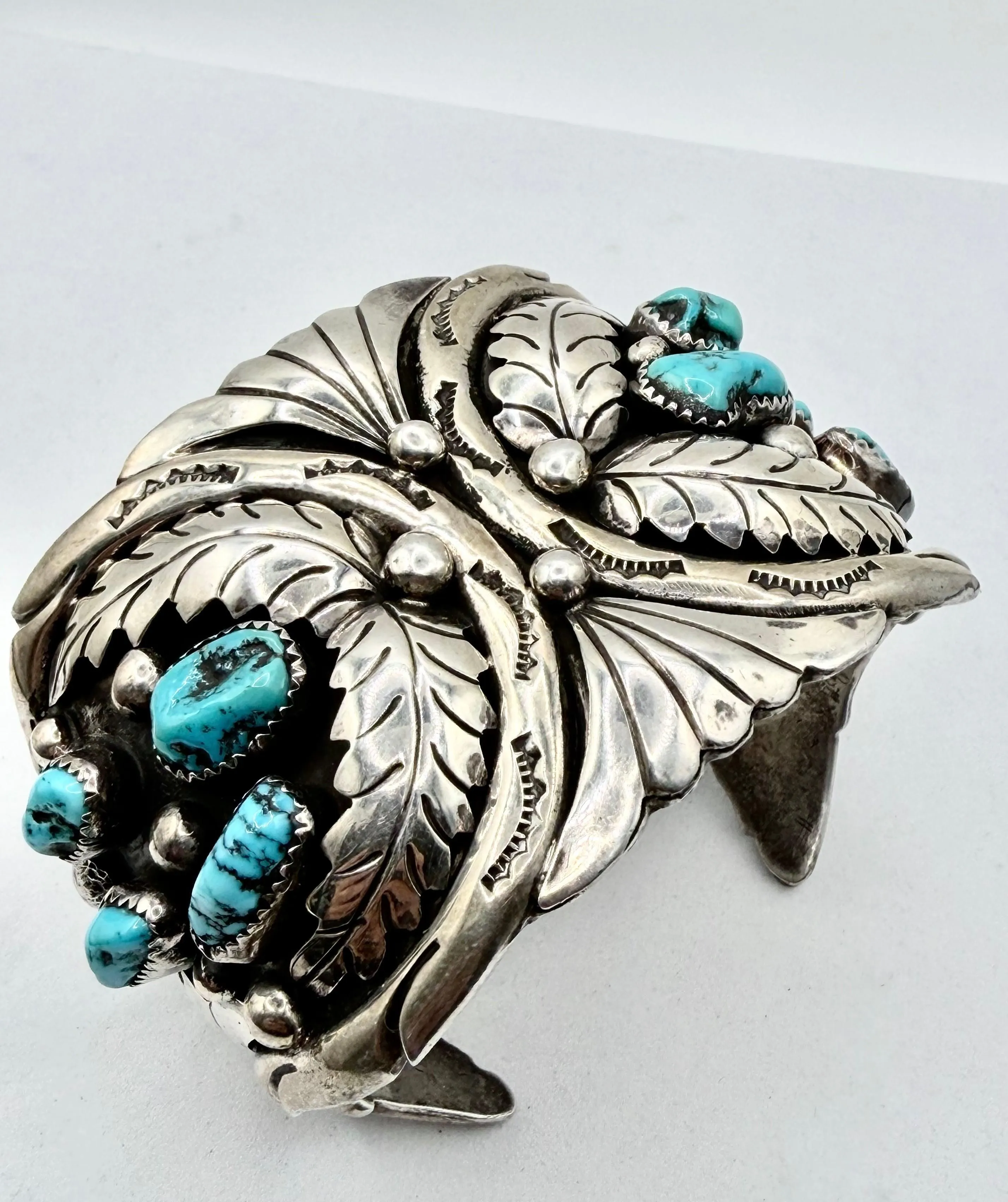 MORENCI TURQUOISE STERLING SILVER STATEMENT CUFF SIZE 6.5" (MM 02)