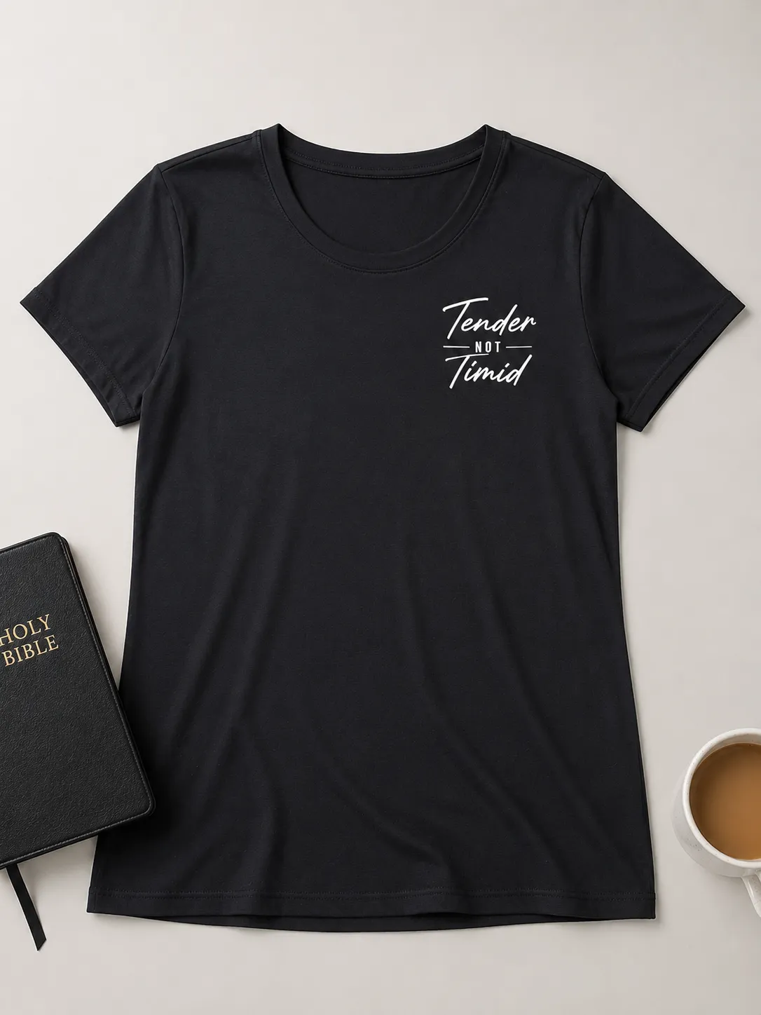 Tender Not Timid Women’s Faith Tee | Black T-Shirt