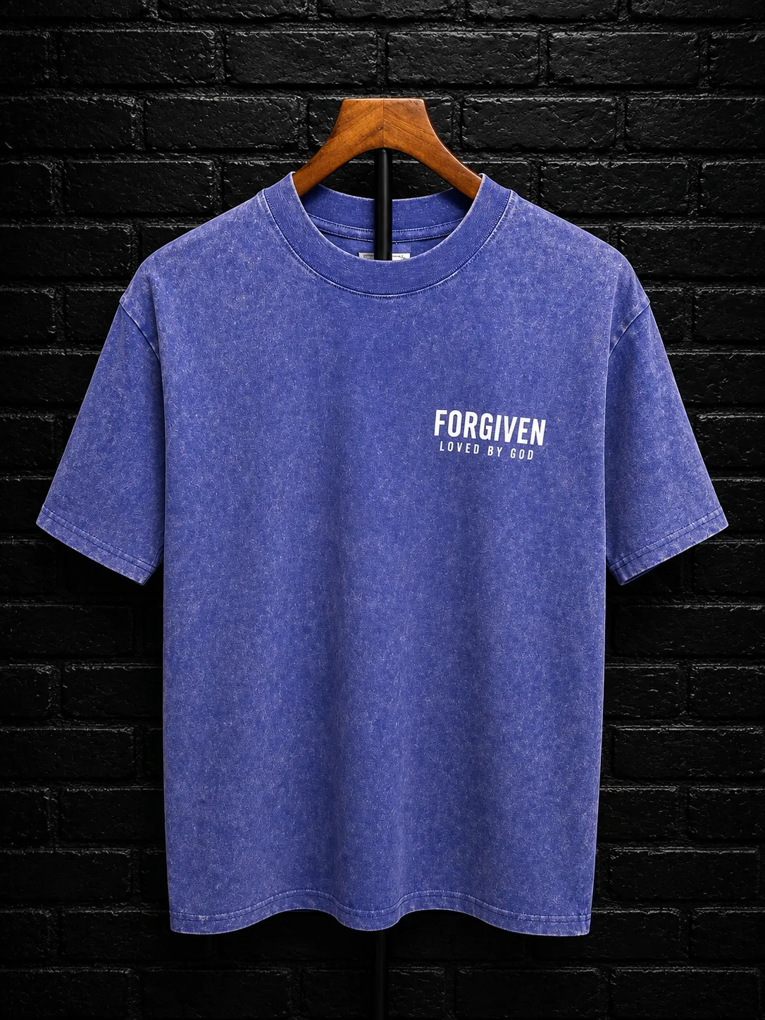 FORGIVEN Loved by God — Unisex Indigo Purple Mineral Wash T-Shirt