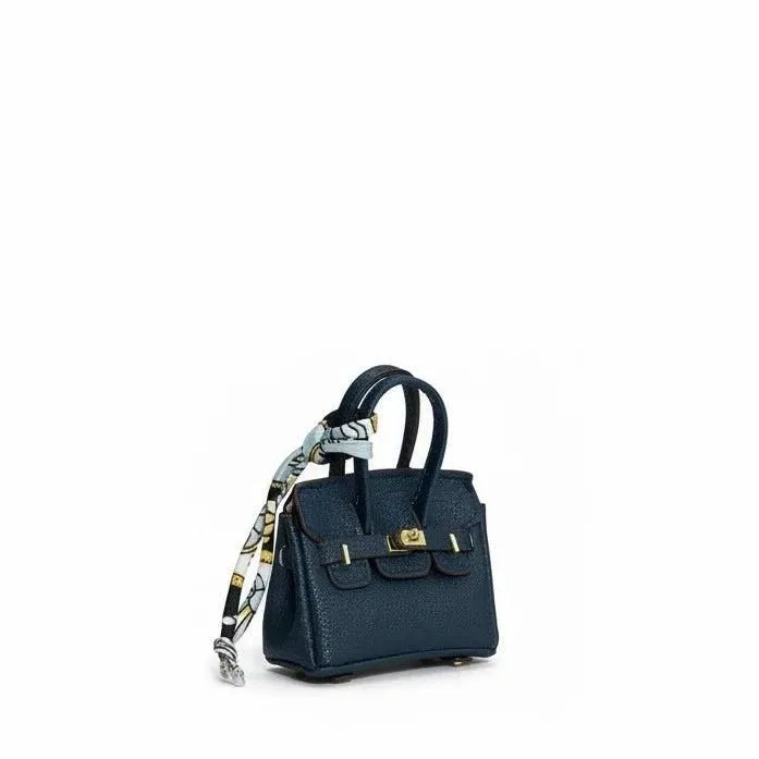 Faux Birkin Bag Charm in Navy Blue