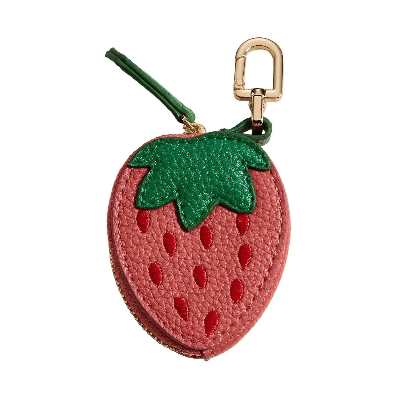 Strawberry Leather Pouch Keychain Bag Charm