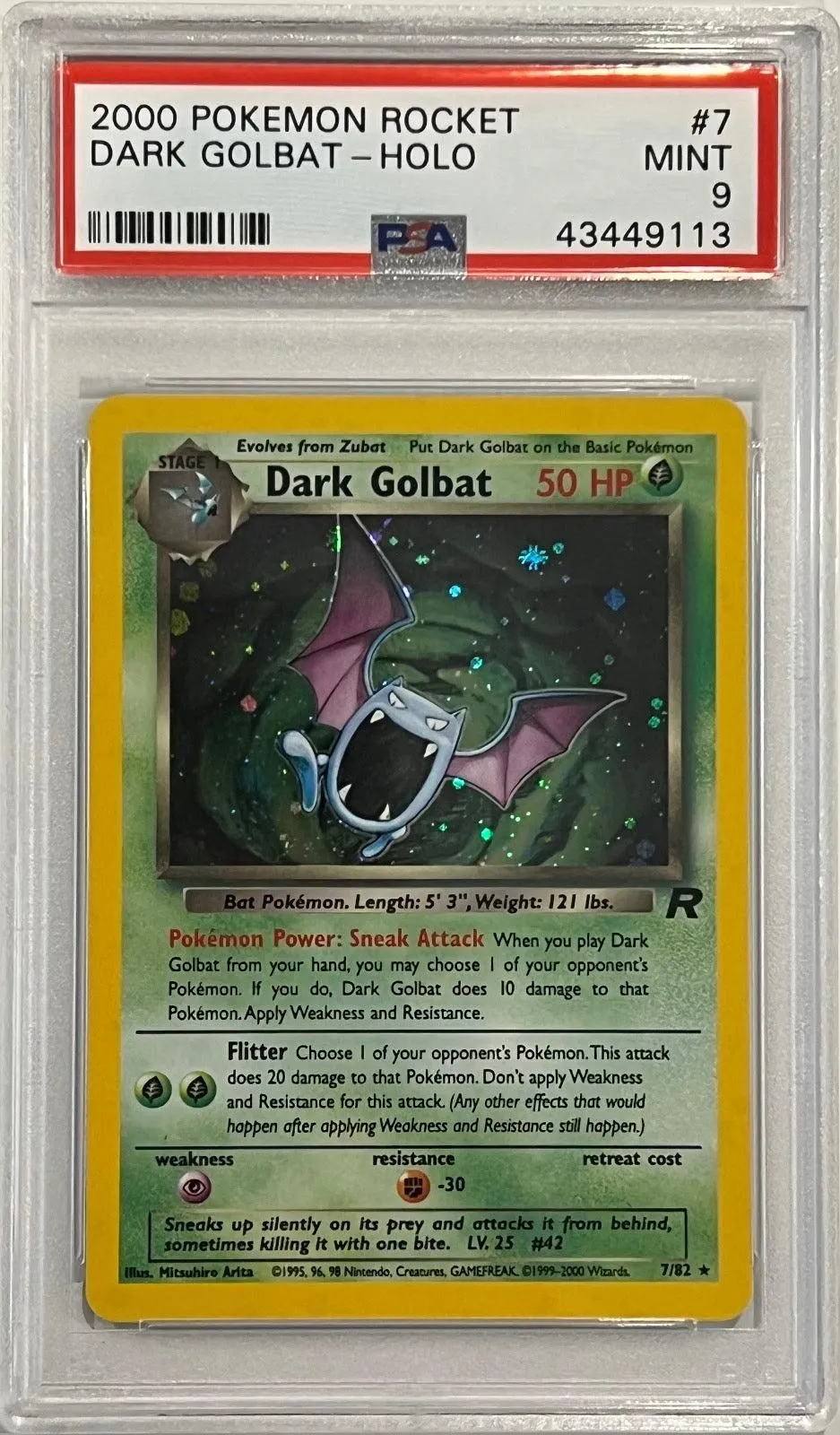[PSA 9] Dark Golbat Holo 7/82 2000 Pokémon Rocket