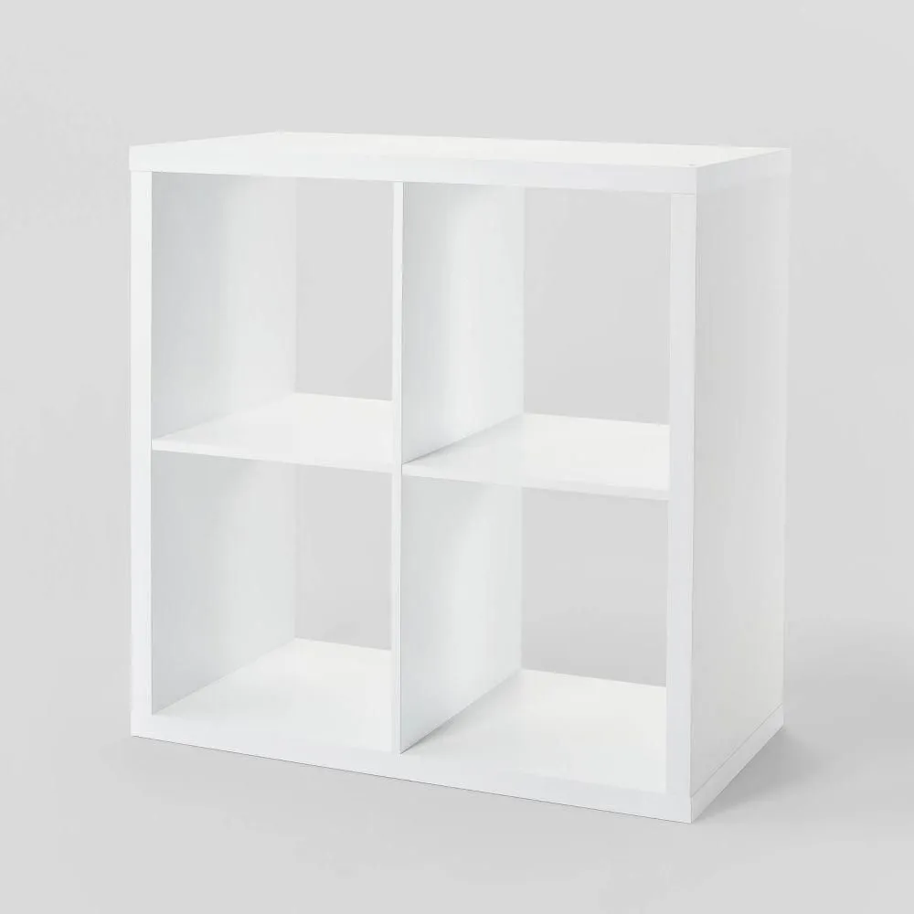 New without box - 13'' 4 Cube Organizer White - Brightroom: Decorative Bookshelf Cubby Storage MDF