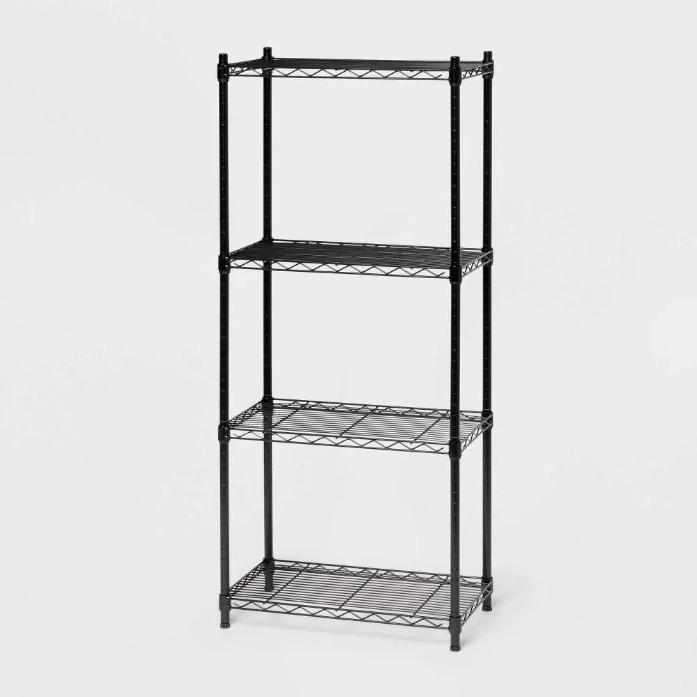 New without box - Size: 54" H - 4 Tier Wire Shelving Black - Brightroom: Steel Utility Storage Adjustable Feet