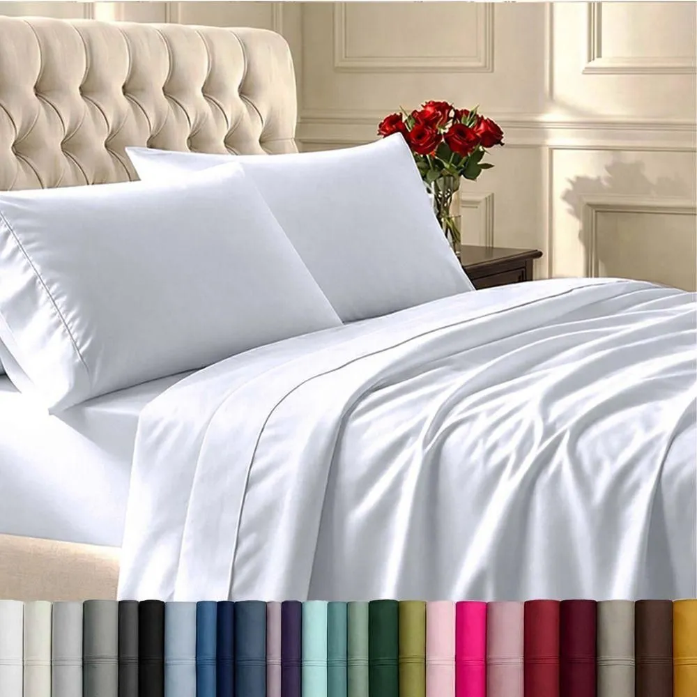 New without box - White Queen Sheet Set - 100% Cotton Sheets Sateen Weave 400 Thread