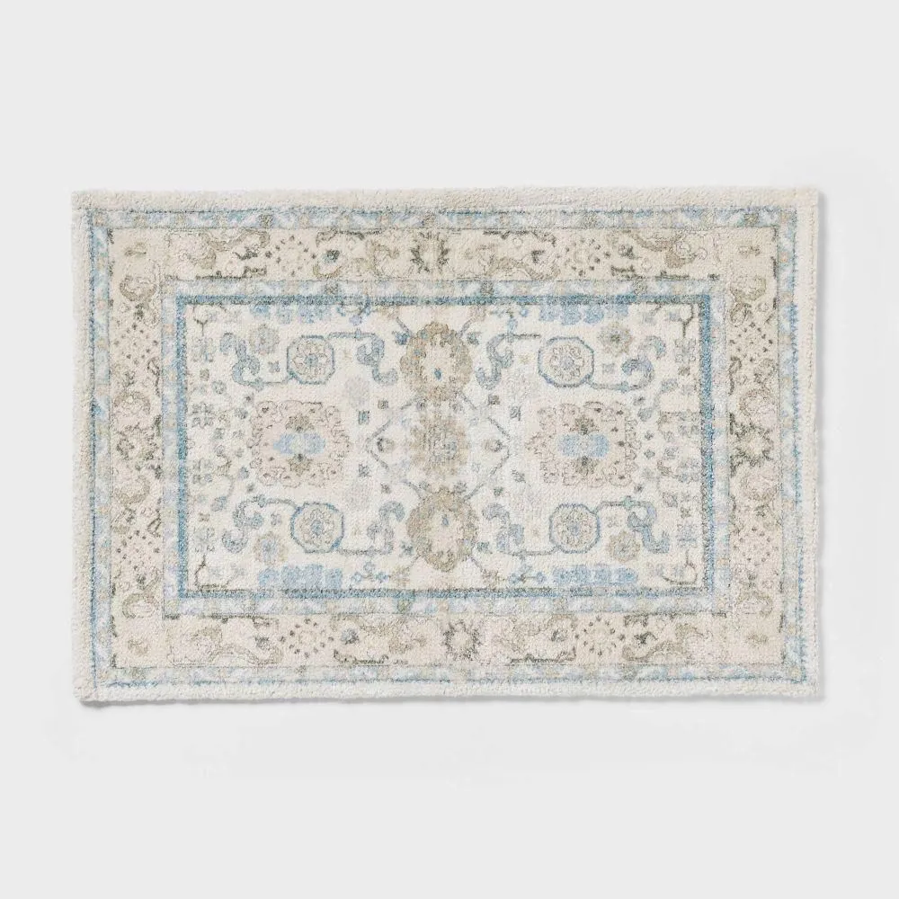 New without box - 24"x36" Oversized Medallion Bath Rug Cream - Threshold